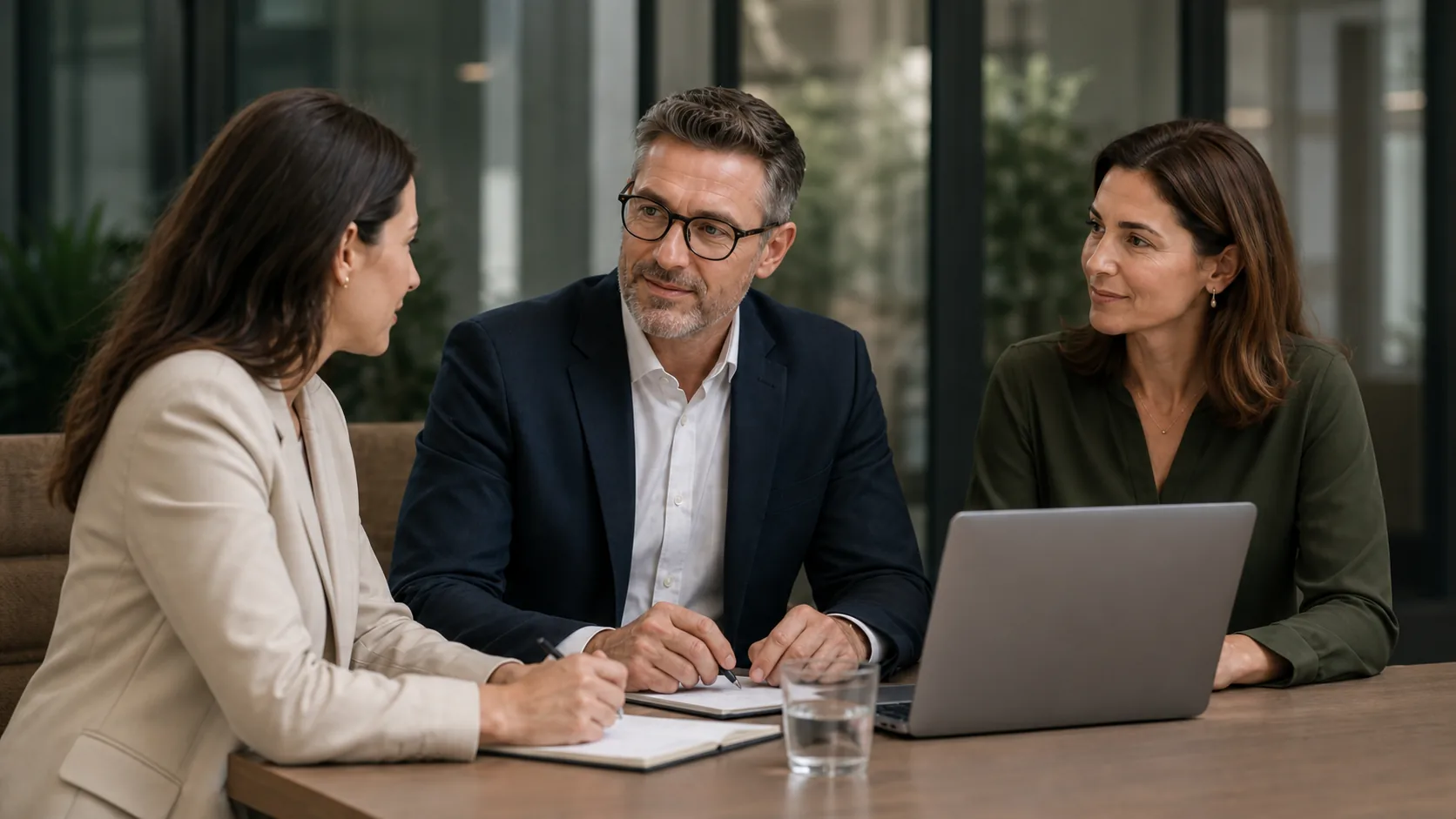 Illustrative scene of advisers discussing a business brief