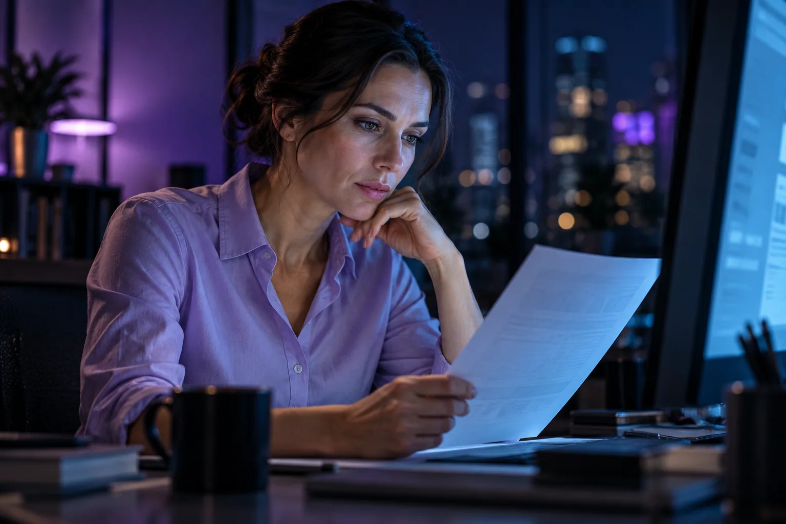 Illustrative scene of a professional reviewing a working paper